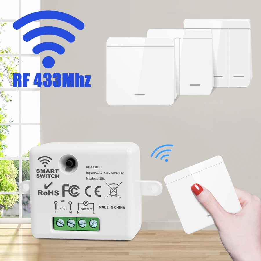 Outdoor Power Outlet With Remote Control - Sakelar lampu dinding nirkabel 433Mhz 1/2/3,