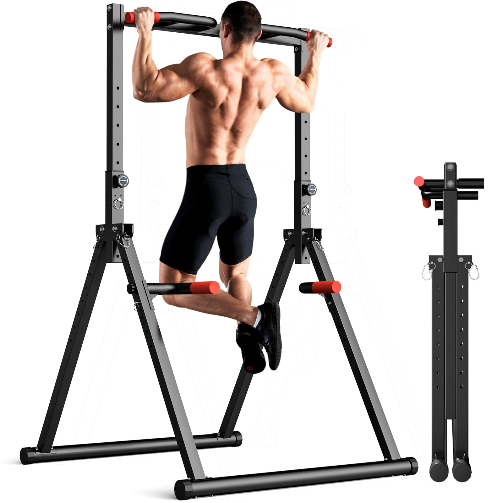 Outdoor Power Tower Pull Up Bar - Alat Latihan Multifungsi Lipat Power Tower