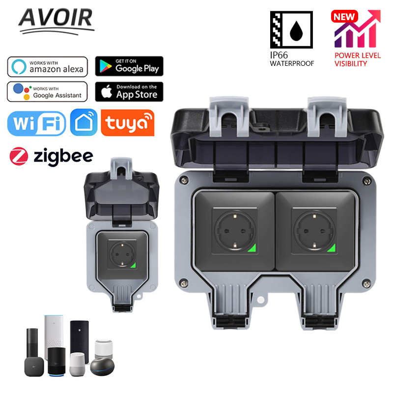 Outdoor Power Outlet With Remote Control - Avoir Tuya Zigbee Outlet Listrik IP66
