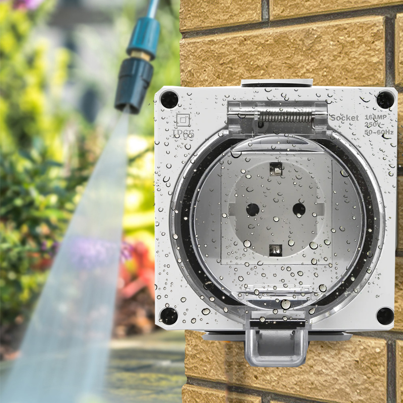 Outdoor Power Receptacle - Wadah daya tahan air IP66 Luar