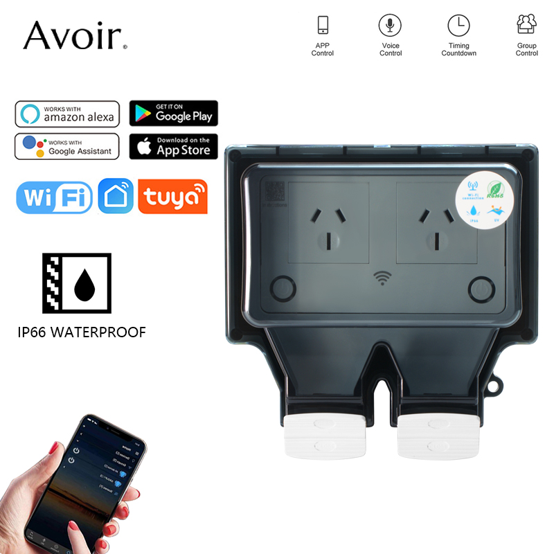 Outdoor Power Outlet With Remote Control - Avoir Tuya soket listrik tahan air
