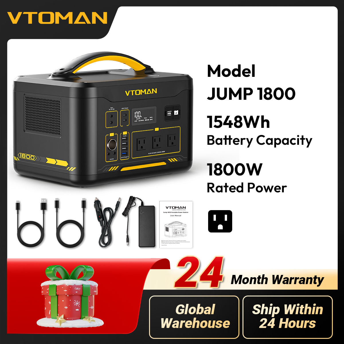 Outdoor Power Supply 12V - VTOMAN JUMP 1800 Stasiun Daya Portabel