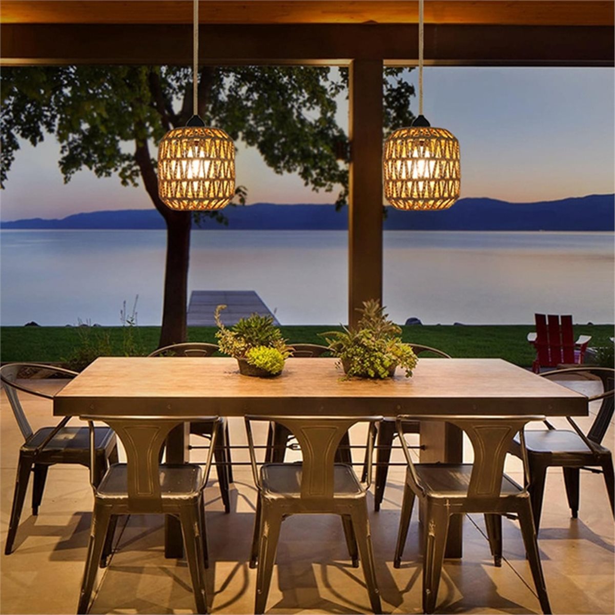 ABZJ 2pcs Lampu Gantung Tenaga - Outdoor Power For Gazebo ulasan dan harga