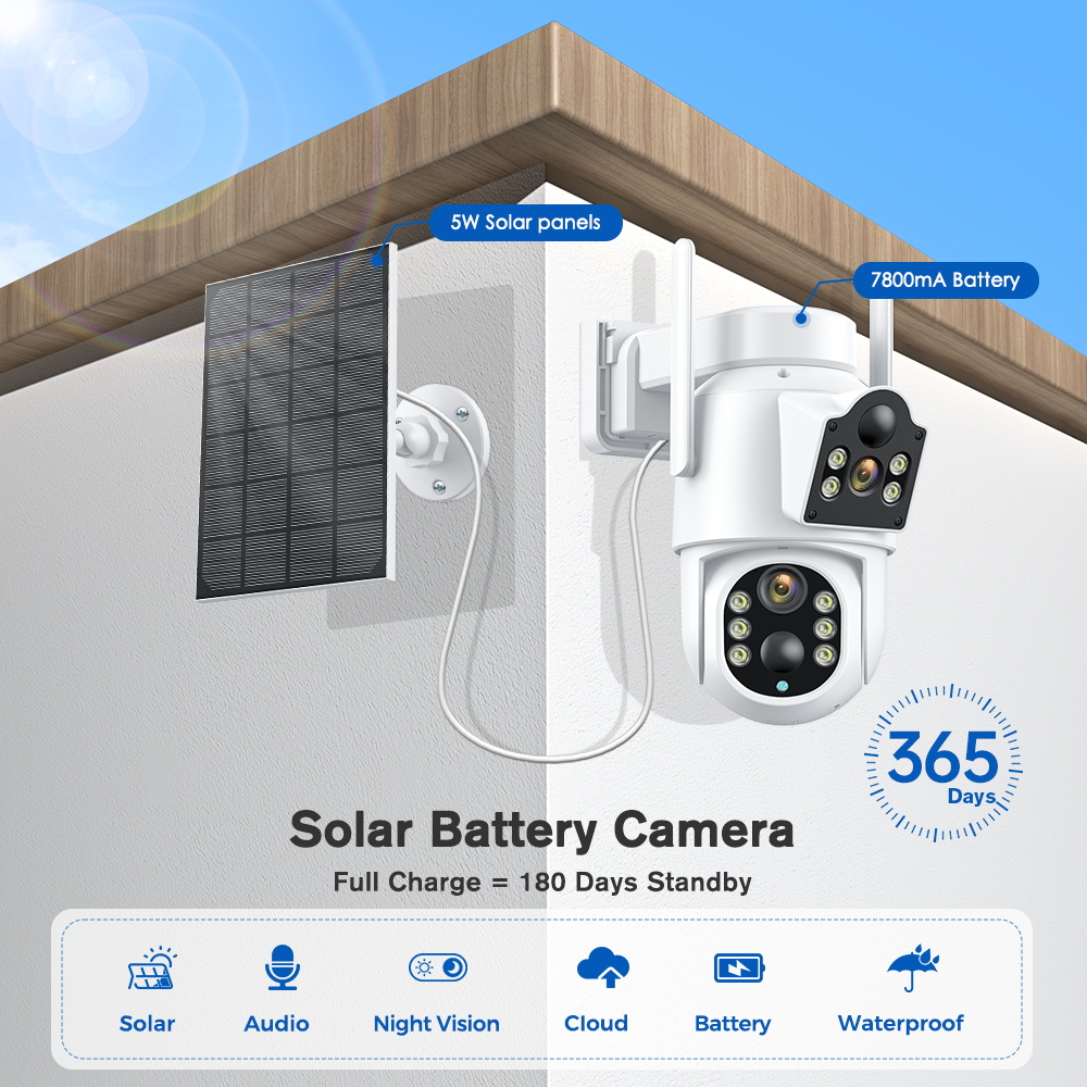 Kamera matahari 4K 8MP, kamera - Outdoor Power Supply 12V ulasan dan harga