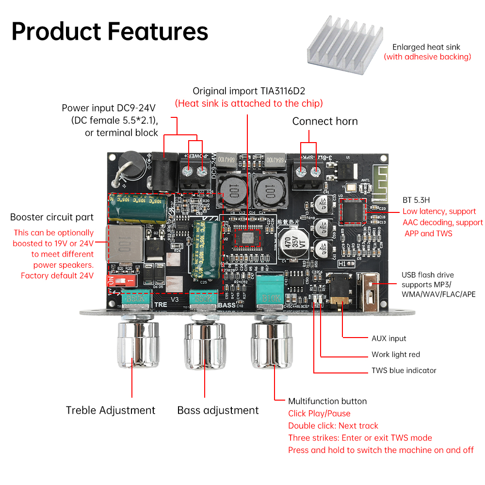 Papan Amplifier Bluetooth 5.3  - Outdoor Power Supply 12V ulasan dan harga