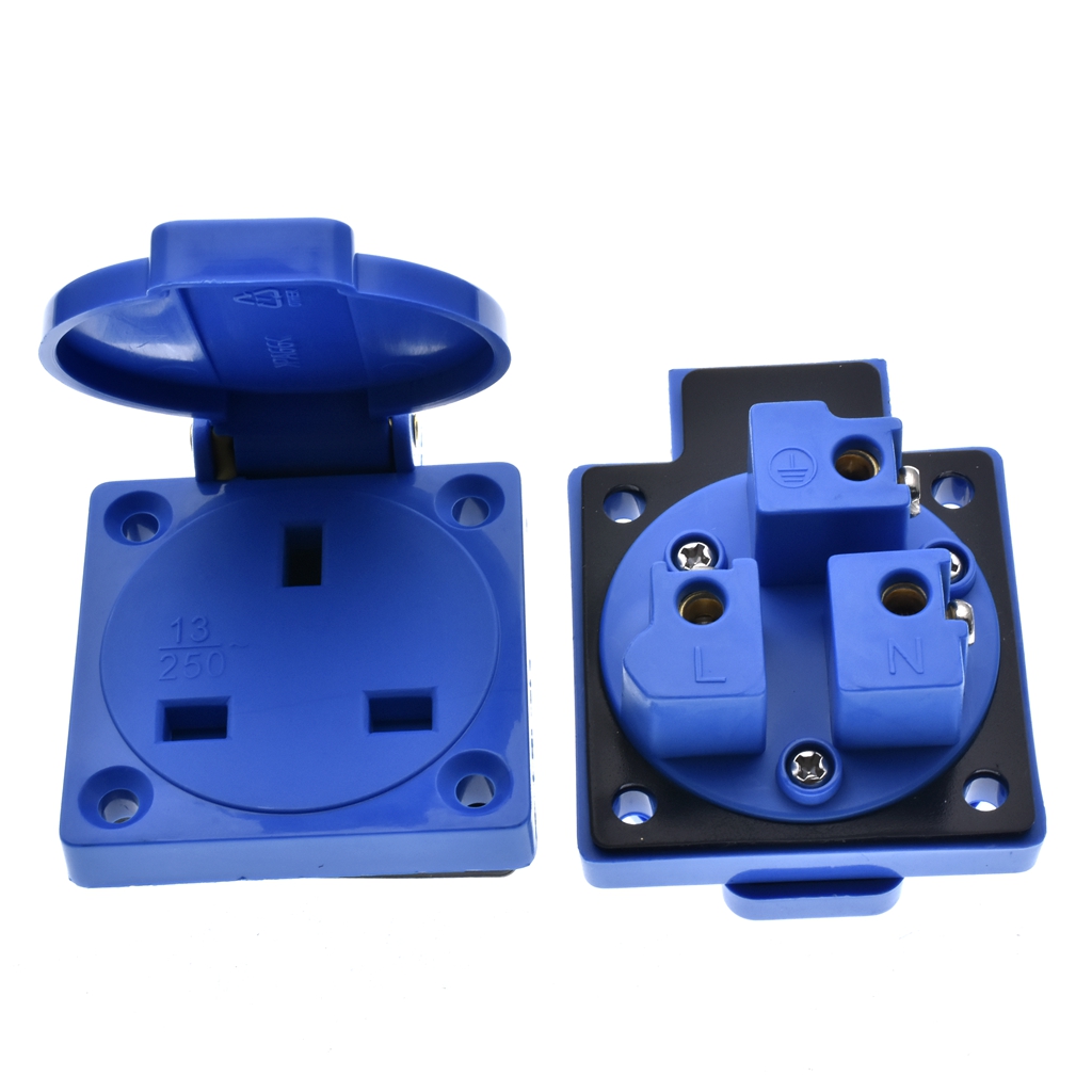 1 Buah Inggris Hitam Biru 13A  - Outdoor Power Receptacle ulasan dan harga