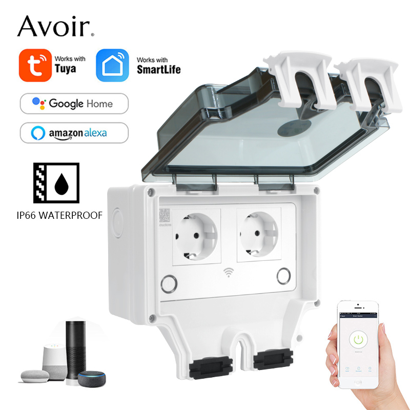 Avoir Tuya IP66 Soket Listrik  - Outdoor Power Outlet With Remote Control ulasan dan harga