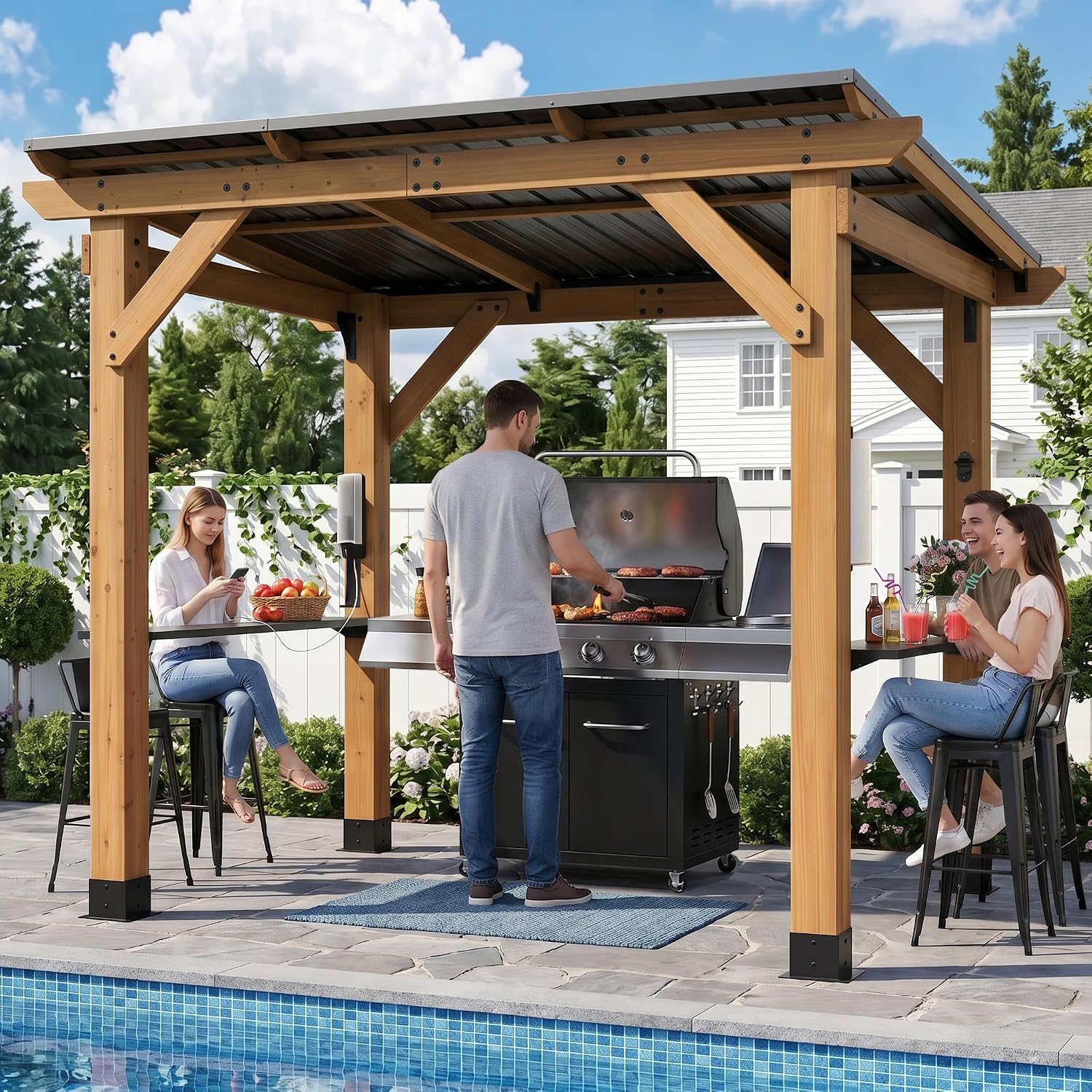 Gazebo Panggangan Kayu Cedar 6 - Outdoor Power For Gazebo ulasan dan harga